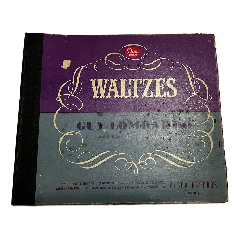VTG Guy Lombardo Waltzes Decca Records Album Cover (2-78 Vinyl's)